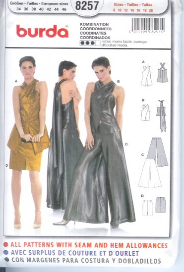 Burda 8257 Pattern COORDINATES Size 8, 10, 12, 14, 16, 18, 20