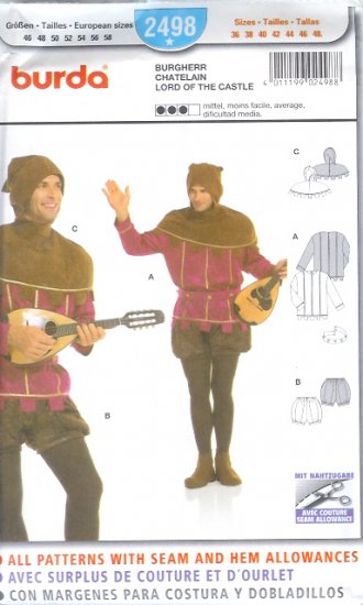 Burda 2498 Pattern LORD OF THE CASTLE Costume Size 36 - 48