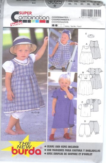 Burda 3025 Pattern COORDINATES Size 6M, 9M, 12M, 18M, 2, 3