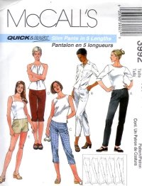 M3992 McCalls Pattern QUICK & EASY Slim Pants in 5 Lengths Misses Size B 8 - 10 - 12