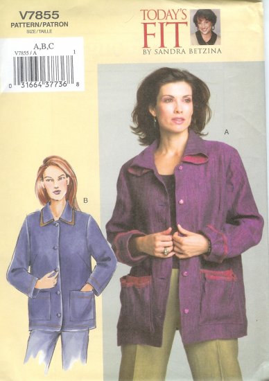 V7855 Vogue Pattern TODAYS FIT Jacket Misses/Misses Petite Size D, E, F