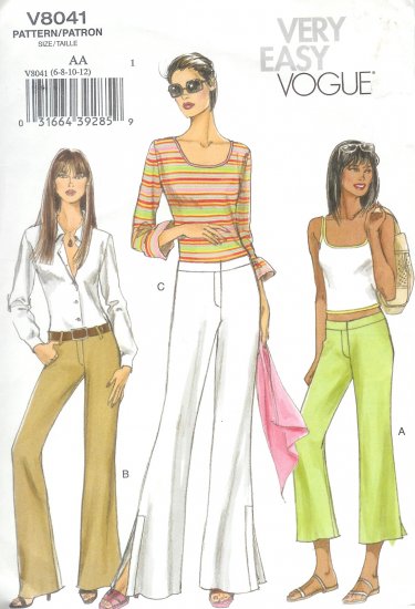V8041 Vogue Pattern VERY EASY Pants Misses Size AA 6-8-10-12