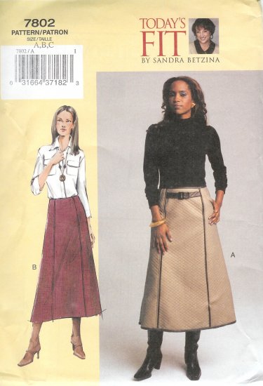 V7802 Vogue Pattern TODAYS FIT Skirt Misses/Misses Petite Size A, B, C