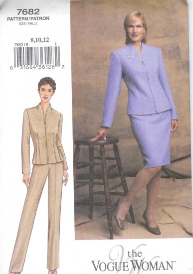 V7682 Vogue Pattern VOGUE WOMAN Jacket, Skirt, and Pants Misses/Misses Petite Size 8, 10, 12