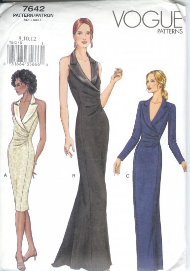 V7642 Vogue Pattern Dress Misses Size 8, 10, 12