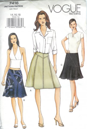 V7416 Vogue Pattern Skirt Misses Size 14, 16, 18