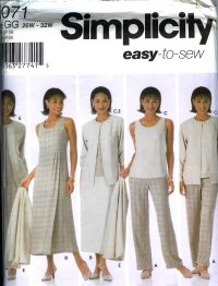 S5071 Simplicity EASY Pants,Skirts,Top,Dress or Jumper & Jacket Womens Petite Size GG 26W-32W