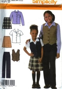 S4978 Simplicity Pattern Pants, Skirt, Shirt & Vest Childs & Girls Size 3, 4, 5, 6