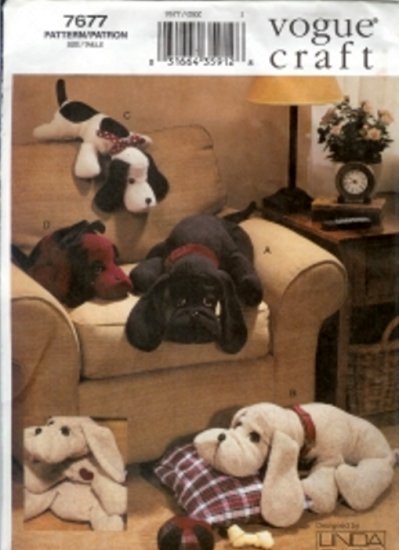 V7677 Vogue Pattern Craft Plush Dogs