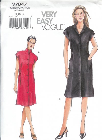 V7847 Vogue Pattern VERY EASY Dress Misses/Miss Petite Size 8, 10,12