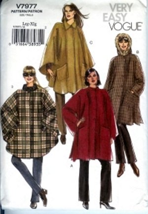V7977 Vogue Pattern VERY EASY Cape Misses Size L -X L