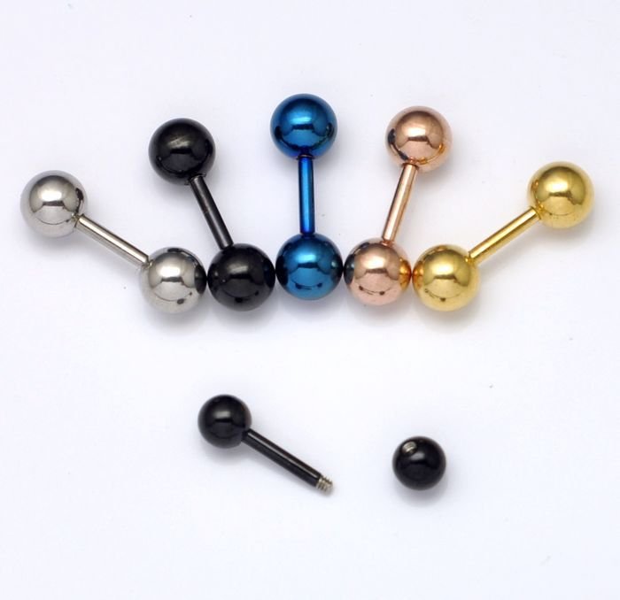 Wholesale 24pairs/lot Fashion Titanium Stud Piercing Ball Barbell Dumbbell Earrings Tragus Unisex