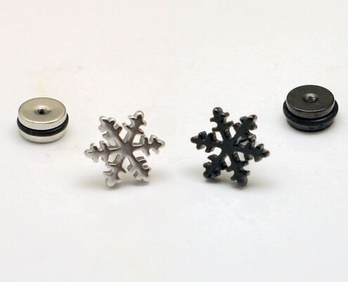 Wholesale 12pairs/lot Fashion Titanium Stud Piercing Snowflake Earrings Women Female Girls 10mm