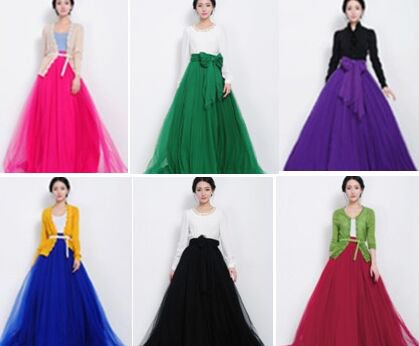 Purple Women Long Tulle Gauze Skirts Elegant Prom Party Wedding