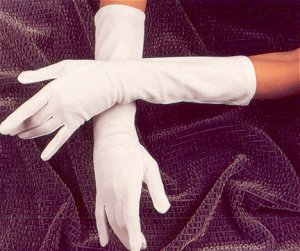 White Below the Elbow Bridal Wedding Gloves