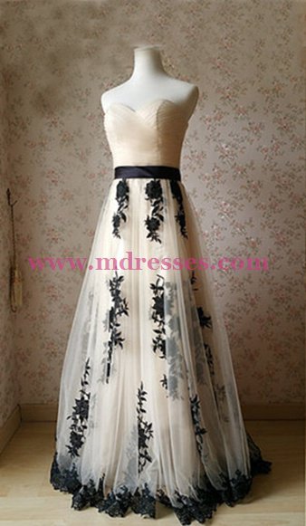 A-Line Sweetheart Lace Tulle Long Prom Dresses Party Evening Gowns 441