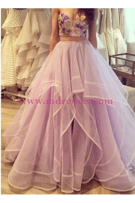 Purple Two Pieces Prom Dresses Party Evening Gowns 463