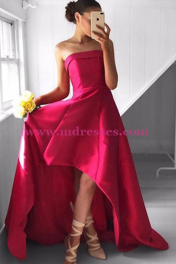 High Low Strapless Prom Dresses Party Evening Gowns 471