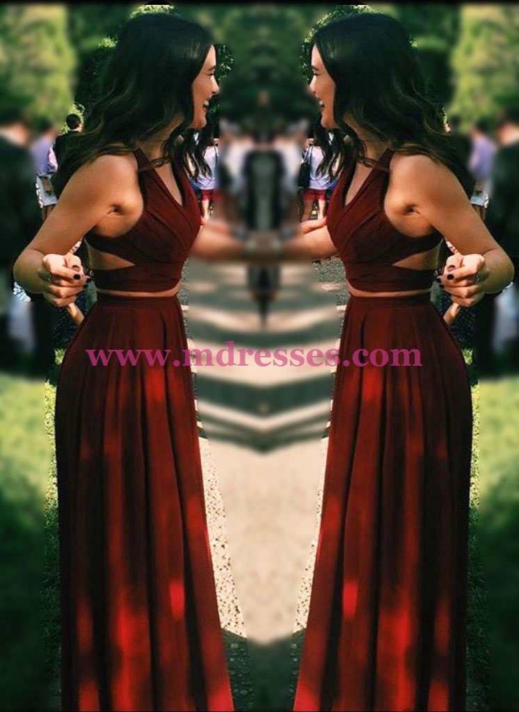 Two Pieces Long Prom Dresses Party Evening Gowns 482