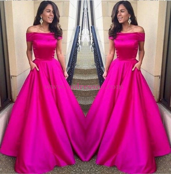 A-Line Off-the-Shoulder Long Prom Dresses Party Evening Gowns 495