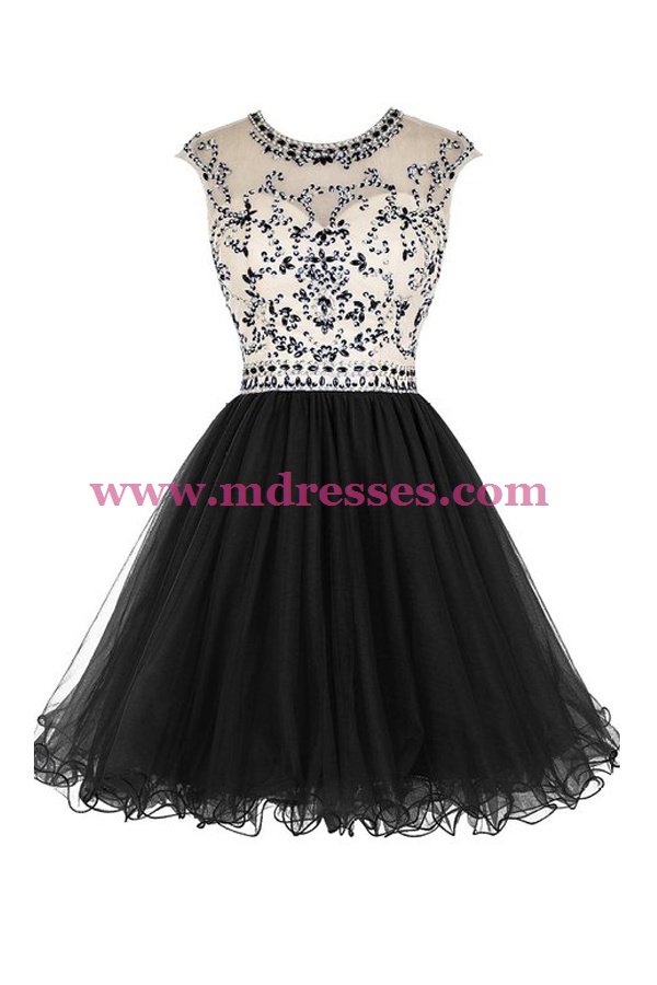 Short Black Beaded Homecoming Cocktail Prom Dresses 525