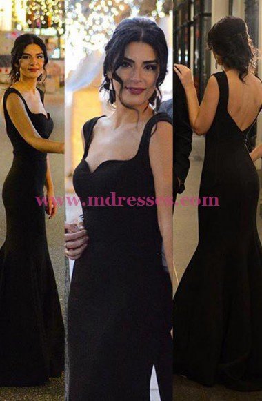 Long Black Mermaid Prom Dresses Party Evening Gowns 533