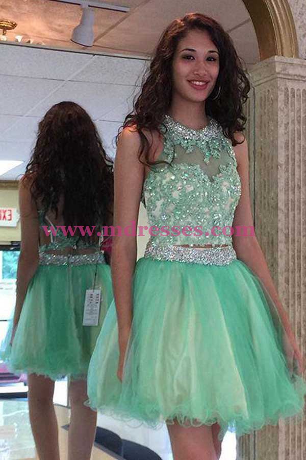 Beaded Lace Tulle Homecoming Cocktail Prom Dresses Party Evening Gowns 538