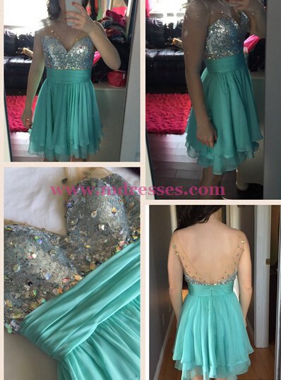 Short Beaded V-Neck Homecoming Cocktail Prom Dresses Party Evening Gowns 550