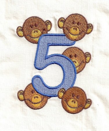 Five Little Monkeys Machine Embroidery Designs 4x4 Hoop