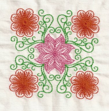 Multi Color Floral Blocks Embroidery Designs 5x7 Hoop