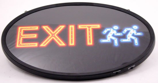 13 x 21 Neon Exit Sign w Power Adaptor