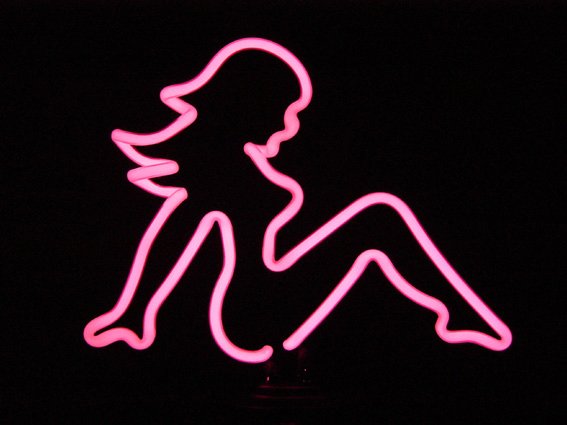 16 x 10 Neon Mud Flap Girl Sign.