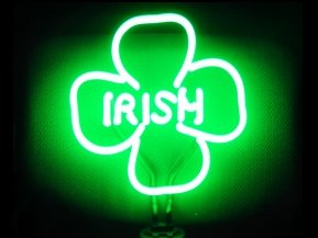14 x 10 Neon 4 Leaf Clover Shamrock Sign.