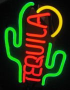 14 x 7.5 Neon Tequila Cactus Sign.
