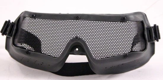 Rubber Airsoft Safety Goggles w Metal Grated Lens - Free Ship
