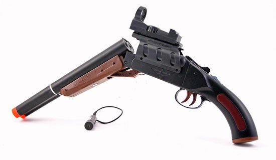 Double Barrel Trigger Cowboy Shotgun w Red Laser Site