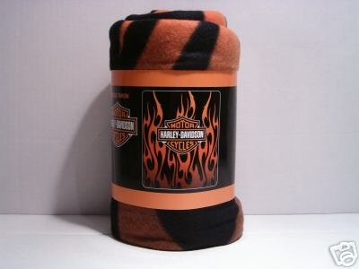 50" x 60" Harley Davidson Orange Flames Fleece Blanket