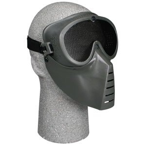 Team SD Stealth Tactical Airsoft Mask, Black w/Green Face Shield18.9