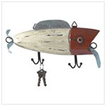 Wood Fish Lure Metal Hook Plaque