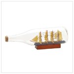 TALL SHIP IN BOTTLE W/AMER FLG