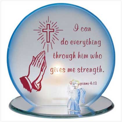 Glass Praying Hands Candleholder