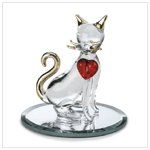 Glass Cat with Red Heart