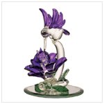 GLASS HUMMINGBIRD/FLOWER SCULP
