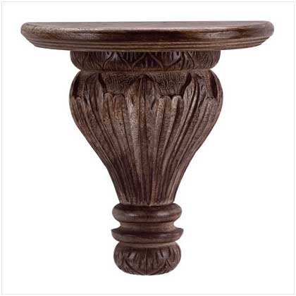 MANGO WOOD CARVED SHELF SCONCE