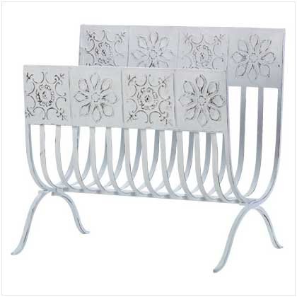 Distress White Tiles Magazine Rack