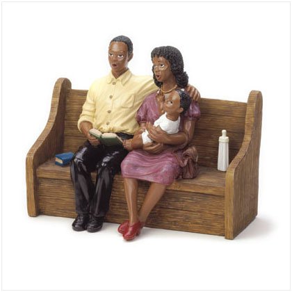 Family on Church Pew Figurine