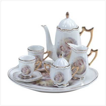 10-PC CER. MARY/JESUS TEA SET