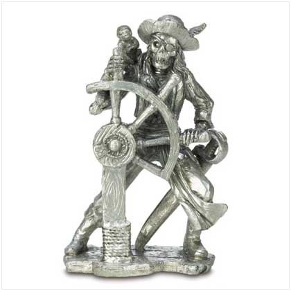 Pewter Pirate with Ships Wheel