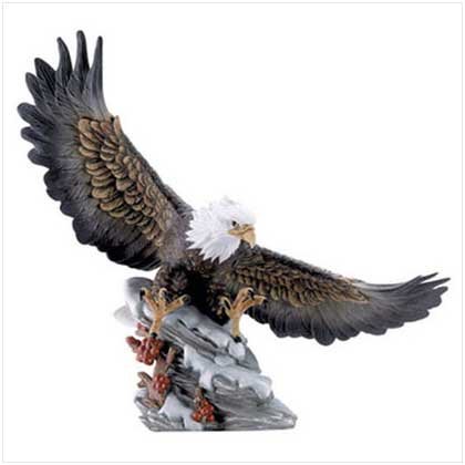 EAGLE ON ROCK BASE W/BERRIES