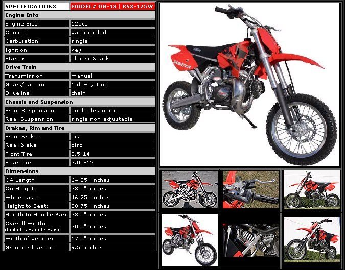 125cc - 4 Stroke Dirt Bike - Up to 37 MPH